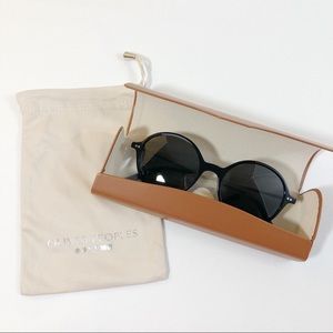 Oliver Peoples Black Round Sunglasses with Brown Case